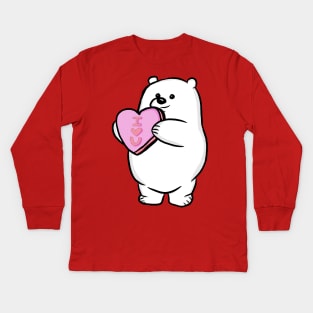 Valentine's Day Polar Bear Kids Long Sleeve T-Shirt